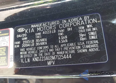 2021 Kia Soul Lx from USA, damaged, VIN KNDJ23AU3M7125444